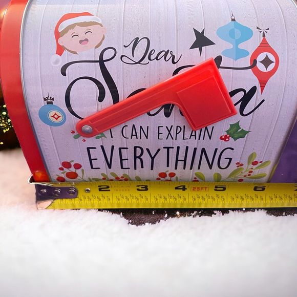 Mailbox Shaped “Dear Santa…” Holiday Tin Container Can With Flag NEW - Picture 7 of 9
